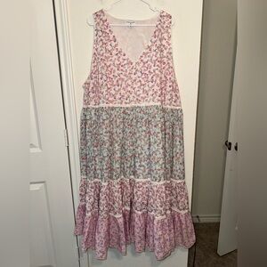 LoveShackFancy Camille Babydoll Tiered Dress Size 3X Multicolor Floral Spring